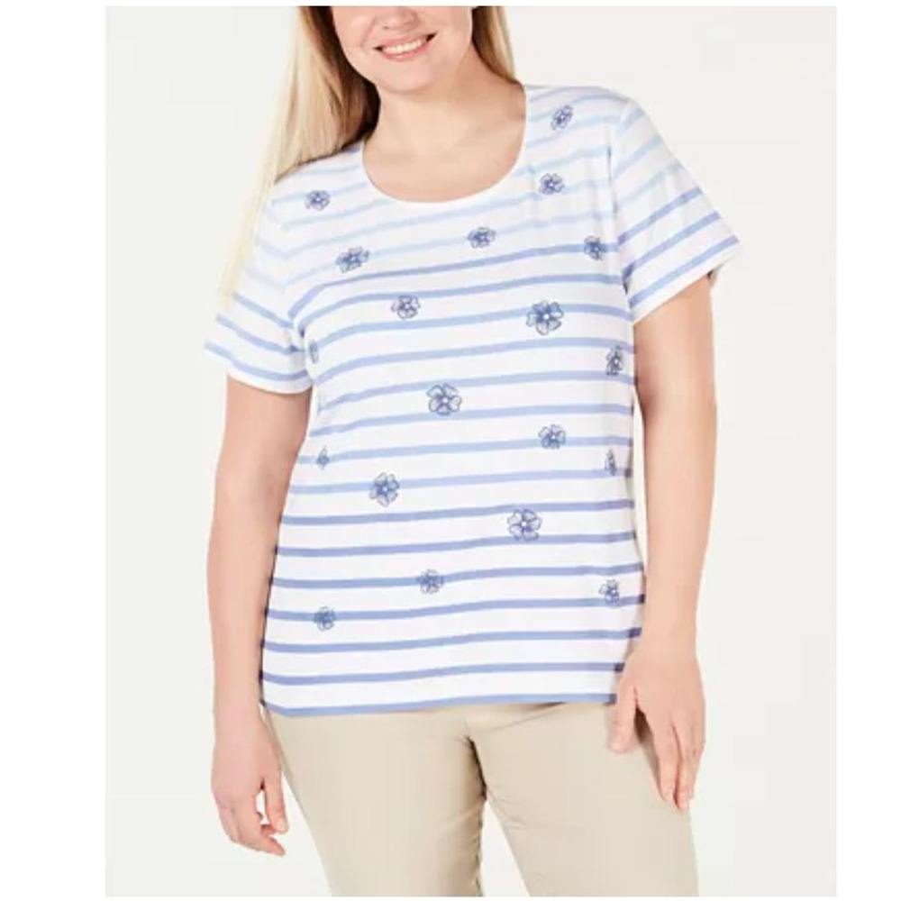 Karen Scott Printed Scoop-Neck T-Shirt